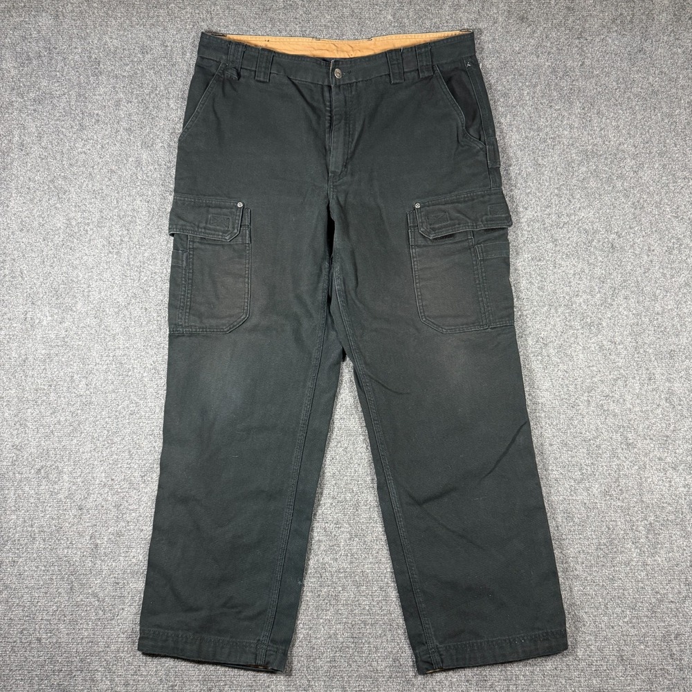 Duluth Trading Cargo Pants Black Faaded Relaxed Fit Workwear Mens 40x32 #3639